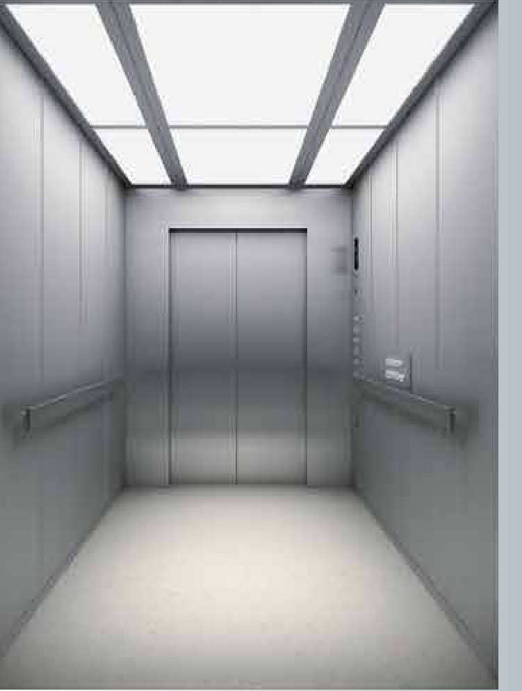 Cabine hospitalière spacieuse en inox équipée de mains courantes